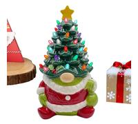 Gnome Tree - 21x11cm Gnomes Lighted Gnomes Decorations Set | Kit D'arbre En Céramique Vieil Homme Polyvalent, Figurines D'ornement En Résine Avec Lumière, Arbres De Noël De Bureau Pour Bureau De Burea