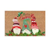 Gnome Welcome Mat - Holiday Christmas Lidoormat, tapis festif non skid | Merry Winter Ingret Mat, décoration de sol lavable pour une utilisation en extérieur, tapis de porte d'entrée saison