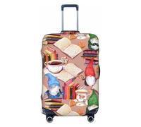 Gnomes Books Tea Cups Elasticity Housse de protection pour bagages 18-32 pouces, Noir, X-large