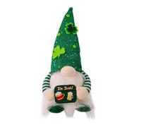 Gnomes de la Saint-Patricks Peluche - Décoration verte chanceuse éclairée, chapeau à paillettes de Shamrock, figurine tomte irlandaise, poupée scandinave avec éclairage LED |