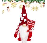 Gnomes De La Saint-Valentin - Gonk Rouge 10 X 5 X 18 Cm Avec Lanternes Solaires, Cadeaux Gonk Pour Anniversaire De Mariage, Saint-Valentin, Ornement De Gnome En Résine Debout Imperméable Pour Tab