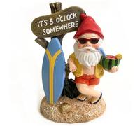 Gnomes de Noël 5, 5 Pouces de la Barbe complète des Figurines GNOME résine habillés Tenant la pastèque avec Un Pouce, 'Oclock Quelque Part en Panne, Signe et Surfboard GNOME Statue pour Le