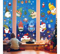 Gnomes de Noël autocollants statiques pour vitres Scène Arrangement Père Noël Renne Flocon de neige Bonhomme de neige Décoration Stickers muraux