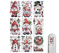 Gnomes de Noël pour fenêtres - 9 feuilles pour décorations de Noël - Autocollants électrostatiques pour vitres pour fenêtres, autocollants muraux pour portes décorations pour fêtes de Noël