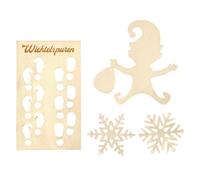 Gnomes en bois pour l'artisanat, ornements de flocon de neige en bois | Modèle d’empreintes en | Pochoirs de fée de Noël, décorations d'hiver, pendentif artisanal en flocon de neige