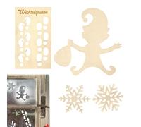 Gnomes en bois pour travaux manuels, flocon de neige en bois | Pochoir d'empreintes | Pochoirs de Noël, décorations d'hiver, pendentif de flocon de neige artisanal