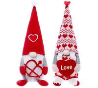 Gnomes en Peluche, Lot de 2 Nains en Peluche, Jolies décorations de Saint-Valentin avec cœur et nœud Cupidon, décorations sur Le thème l'amour pour étagère Table la Maison - Animal en p