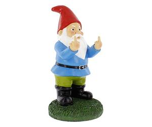 Gnometastic Statuette de nain de jardin avec doigt d'honneur - Grande taille - 31,8 cm de haut - Statue originale de nain de jardin à double oiseau - Décoration de pelouse - Décoration de pelouse