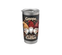 Gnope Not Before Coffee Funny Gnome Gobelet isotherme en acier inoxydable double paroi