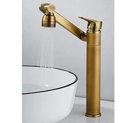 GNQUKEBWH Antique Bassin Robinet Salle De Bains Rotation Bassin Mélangeur Salle De Bains Cheveux Lavabo Robinet Mitigeur Évier Chaud Et Froid Robinet(Antique Tall)