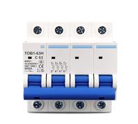 GNQUKEBWH Mini-disjoncteur 4 pôles AC MCB TOB1-63 Type C 230/400 V~ 50 Hz/60 Hz 3 A, 6 A, 10 A, 16 A, 20 A, 25 A, 32 A, 40 A, A, 63 A, 1 pièce(4P 32A)