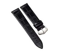 GNUFOPI Bracelet en Cuir de Vache Compatible avec Cartier Solo Must Santos Bracelet de Montre Rond Doux et Respirant(Black Silver,22mm)