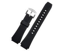 GNUFOPI Compatible avec CASIO Edifice 5119 EF-552 EF-552D Bracelet de Montre en résine Noire for Hommes 25 * 20 mm Bouche Convexe Bracelet en Caoutchouc étanche Bracelet en Silicone(Black Silver)