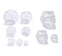 GNURBDILFO 1 Ensemble de Moules en RéSine de Crâne 3D Grand + Moyen + + 1 Ensemble de Moules SphèRe en Silicone Transparent de 4/3/2,5/2/1,7/1,3/0,9 Pouces