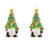 GNURBDILFO 2X DéCorations de NoëL - Sapin de NoëL Gnomes ÉClairéS de 15,7 cm avec LumièRes Multicolores, Petite Mini DéCoration de Vacances