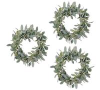 GNURBDILFO Ensemble de 3 Couronnes d'oreilles d'agneau Floquées pour Une Utilisation Tout au Long de L'Année avec Feuillage Quotidien sur Une Base en Vigne avec Kit de Feuilles