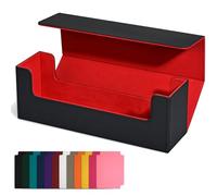 GNURBDILFO Étui pour Cartes de en PU, Fermeture Magnétique, Porte-Cartes pour Cartes de Magnétiques, Noir + Rouge