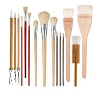 GNURBDILFO Lot de 15 pinceaux de poterie pour glaçure, aquarelle, sous-glaçure, pinceau estompeur pour poterie, acrylique, aquarelle