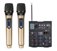 GNURBDILFO Mélangeur Audio 5 Canaux avec Microphone Sans UHF Mélangeur de Son de Studio Bluetooth REC DJ Console de Mixage pour Karaoké Facile à Utiliser