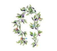 GNURBDILFO Panneau de Porche de Pâques Panneau de Porche sur Le Thème de Joyeuses Pâques Décorations de Fausses Plantes de Pâques avec Décoration D'Œuf de Lapin (2M)