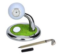 GNURBDILFO Porte-Stylo de Montre de Golf avec Horloge, Mini Support de Stylo de Balle de Golf de Bureau, Support de Stylo de Golf de Bureau à Domicile, Ornement D'Horloge Facile à Installer et à Utili
