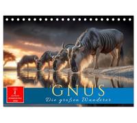 Gnus - die großen Wanderer (Tischkalender 2026 DIN A5 quer), CALVENDO Monatskalender: Afrikas Wildnis - Naturgewalt auf vier Hufen.