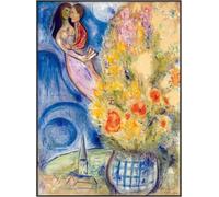 Gnvkd Ecbxz Marc Chagall Amoureux de l’art mural et un bouquet de fleurs Affiches Marc Chagall Peinture en toile de pavots rouges pour décoration intérieure Photo 50x70cm Sans cadre