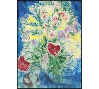 Gnvkd Ecbxz Marc Chagall Amoureux de l’art mural et un bouquet de fleurs Affiches Marc Chagall Peinture abstraite sur toile pour la décoration intérieure Photo 50x70cm Sans cadre