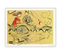 Gnvkd Ecbxz Marc Chagall Posters《Ile Saint-Louis》Peinture abstraite Marc Chagall Toile Art mural Marc Chagall Impressions pour la décoration intérieure 50x70cm Sans cadre