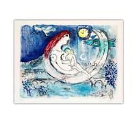 Gnvkd Ecbxz Marc Chagall Posters《Paysage Bleu(1958)》Art mural abstrait Marc Chagall Peinture sur toile Marc Chagall Impressions pour Home Decor Photo 50x70cm Sans cadre
