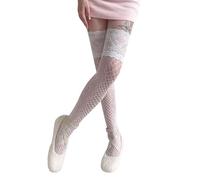 GNYVZXPLQ Bas, Bas résilles hauts for femmes, dentelle sur le genou, multicolore(A)