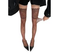 GNYVZXPLQ Bas, Chaussettes résilles au-dessus du genou for femmes, bordure en dentelle, nylon multicolore(Coffee Color)