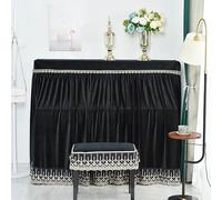 GNYVZXPLQ Housse pour Piano Droit, 150cm STD Half Upright Piano Sun Cover Multicolor Velvet Ruffle Stool Multisize(Black,Increase Single Parts+Double People)