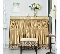 GNYVZXPLQ Housse pour Piano Droit, 150cm STD Half Upright Piano Sun Cover Multicolor Velvet Ruffle Stool Multisize(Gold,Increase Single Parts+Double People)