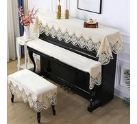 GNYVZXPLQ Housse pour Piano Droit, 150cm Upright Piano Multicolor Lace Velvet Ruffle Cover Stool & Keyboard Multi Sizes(Beige,Double Stool Cover 36 * 76cm)