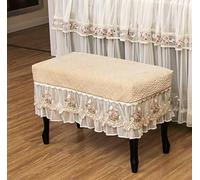 GNYVZXPLQ Housse pour Piano Droit, Beige Rural Embroidered Lace Ruffle Upright Piano Cover with Stool Multi Sizes(Concubine Full Garden Stool Cover,Double Stool Cover 40 * 80cm)