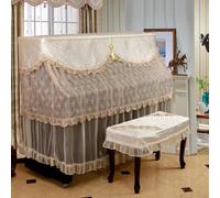 GNYVZXPLQ Housse pour Piano Droit, Beige Rural Embroidered Lace Ruffle Upright Piano Cover with Stool Multi Sizes(European -Style Beige,Double Stool Cover 40 * 80cm)