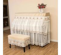 GNYVZXPLQ Housse pour Piano Droit, Beige Rural Embroidered Lace Ruffle Upright Piano Cover with Stool Multi Sizes(Concubine,Double Stool Cover 40 * 80cm)