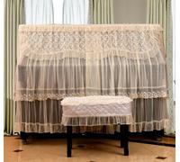 GNYVZXPLQ Housse pour Piano Droit, Beige Rural Embroidered Lace Ruffle Upright Piano Cover with Stool Multi Sizes(Mi Bailamei,Double Stool Cover 40 * 80cm)