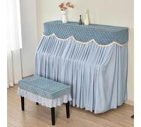 GNYVZXPLQ Housse pour Piano Droit, Upright Piano Cover 2 Layer Lace Cloth with Stool Multicolor Multiple Sizes(Smoke and Rain,Double Stool Cover 76 * 36cm)