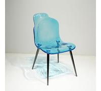 GNYVZXPLQ Lot de 2 tables d'appoint, chaises empilables en acrylique, multicolore, 48 x 58 x 82 cm (bleu lac)