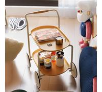 GNYVZXPLQ Table d'appoint, canapé à roulettes en métal à 2 niveaux, organiseur de chariot de rangement, table d'appoint multicolore, 61 x 40 x 70 cm (beige)