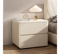 GNYVZXPLQ Table d'appoint, canapé, table de chevet en bois et cuir avec 2 tiroirs, rangement, multicolore, taille gauche/droite, sans assemblage (beige, gauche)