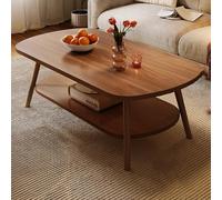 GNYVZXPLQ Table d'appoint, table basse ovale à 2 niveaux avec étagère de rangement pour salon, multicolore, plusieurs tailles (palissandre, 100 x 50 x 42 cm)