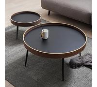 GNYVZXPLQ Table d'appoint, table basse ronde gigogne, lot de 2 pieds en bois et métal pour salon du milieu du siècle, plusieurs tailles (A, 80 + 50 cm)