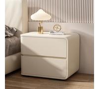 GNYVZXPLQ Table d'appoint, table de chevet à 2 tiroirs en cuir, table de chevet en bois, table de chevet sans assemblage, multicolore, 45 x 40 x 50 cm (beige, droite)