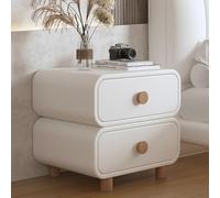 GNYVZXPLQ Table d'appoint, table de chevet avec 2 tiroirs, surface en cuir, multicolore, 13,7 à 50 x 40 x 50 cm (blanc, 34,8 x 40 x 50 cm)