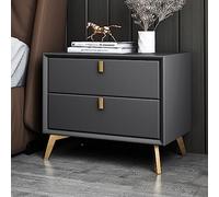 GNYVZXPLQ Table d'appoint, table de chevet en bois massif avec 2 tiroirs, table de chevet, table de chevet, rangement de 45,7 x 40,6 x 47,6 cm, multicolore (gris foncé)