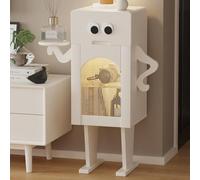GNYVZXPLQ Table d'appoint, table de chevet robot avec bandes LED, tiroir en bois massif, bûche, noyer, blanc, plusieurs tailles (blanc)