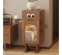 GNYVZXPLQ Table d'appoint, table de chevet robot avec bandes LED, tiroir en bois massif, bûche, noyer, blanc, plusieurs tailles (noyer (pieds bas))